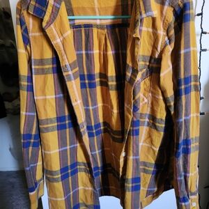Old Navy Mustard Yellow Plaid Long Sleeve Button-Up Shirt